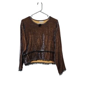 Bodil Women's Velvet Lace Trim Boxy Top - S